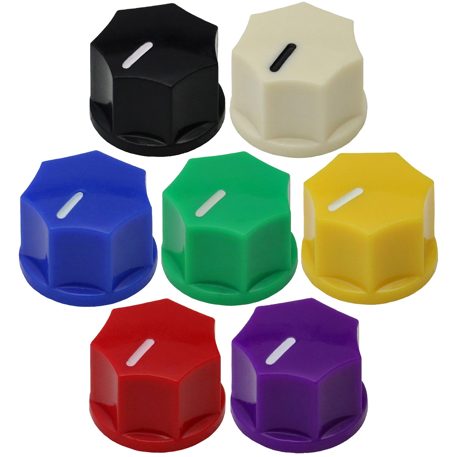 effect pedal knobs 7-Sided Fluted Rotary Control Knob with Position Indicator