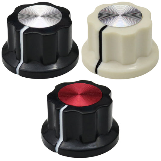 Fluted Retro Style Silver Cap Amplifier / Instrument Control Knob