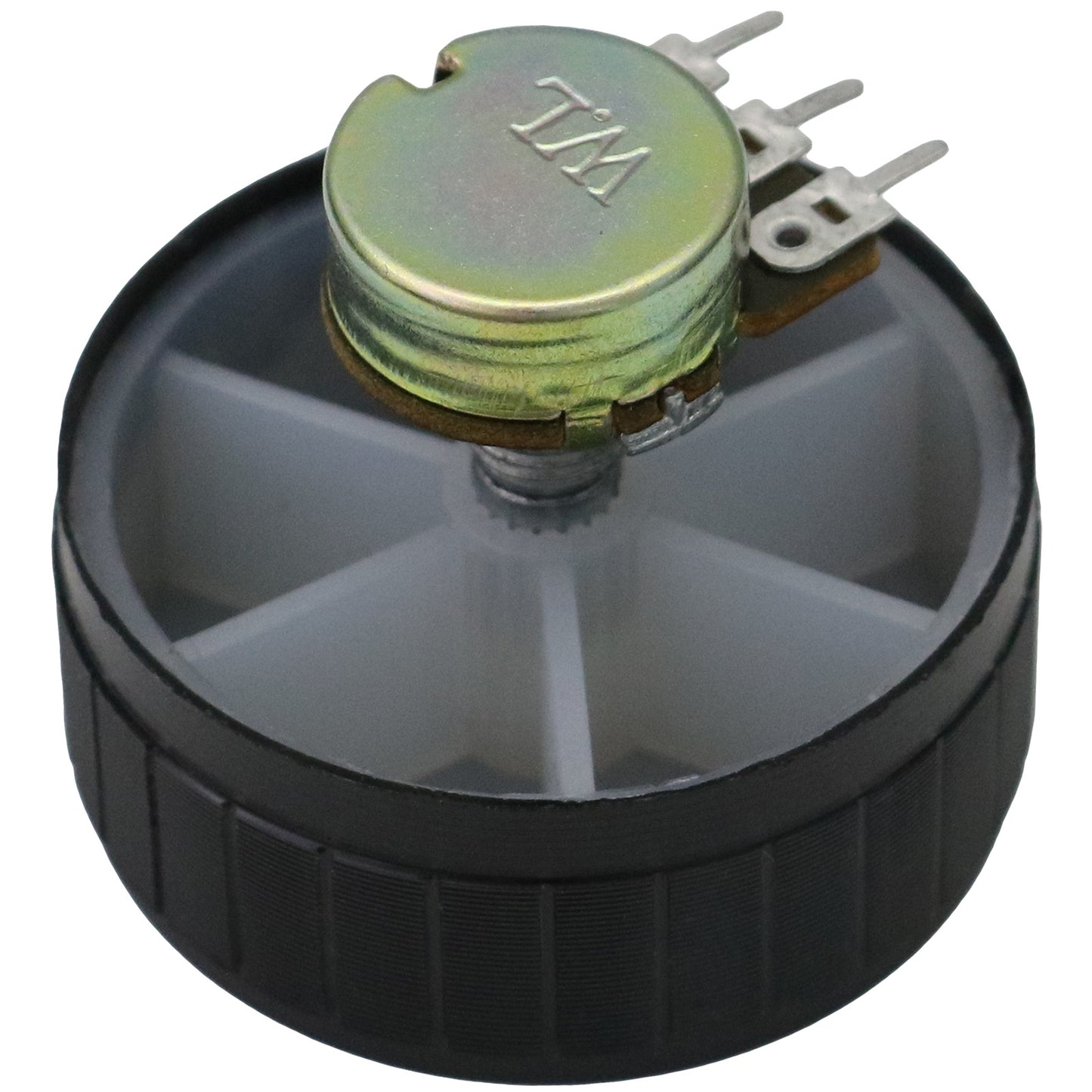 Black Aluminium Rotary Control Knob with Silver Indicator