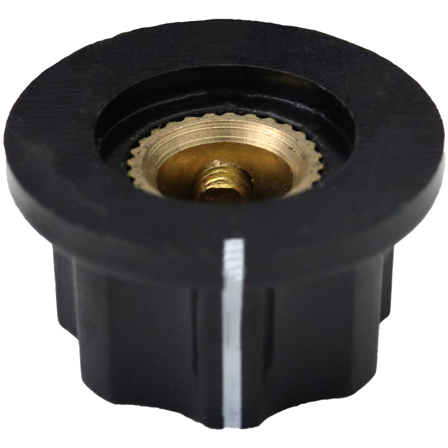 Silver Cap Large Black Retro Fluted Control Knob