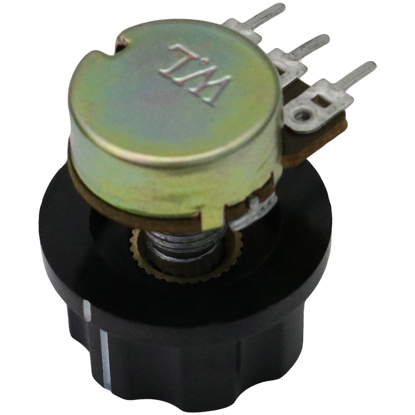 Silver Cap Large Black Retro Fluted Control Knob