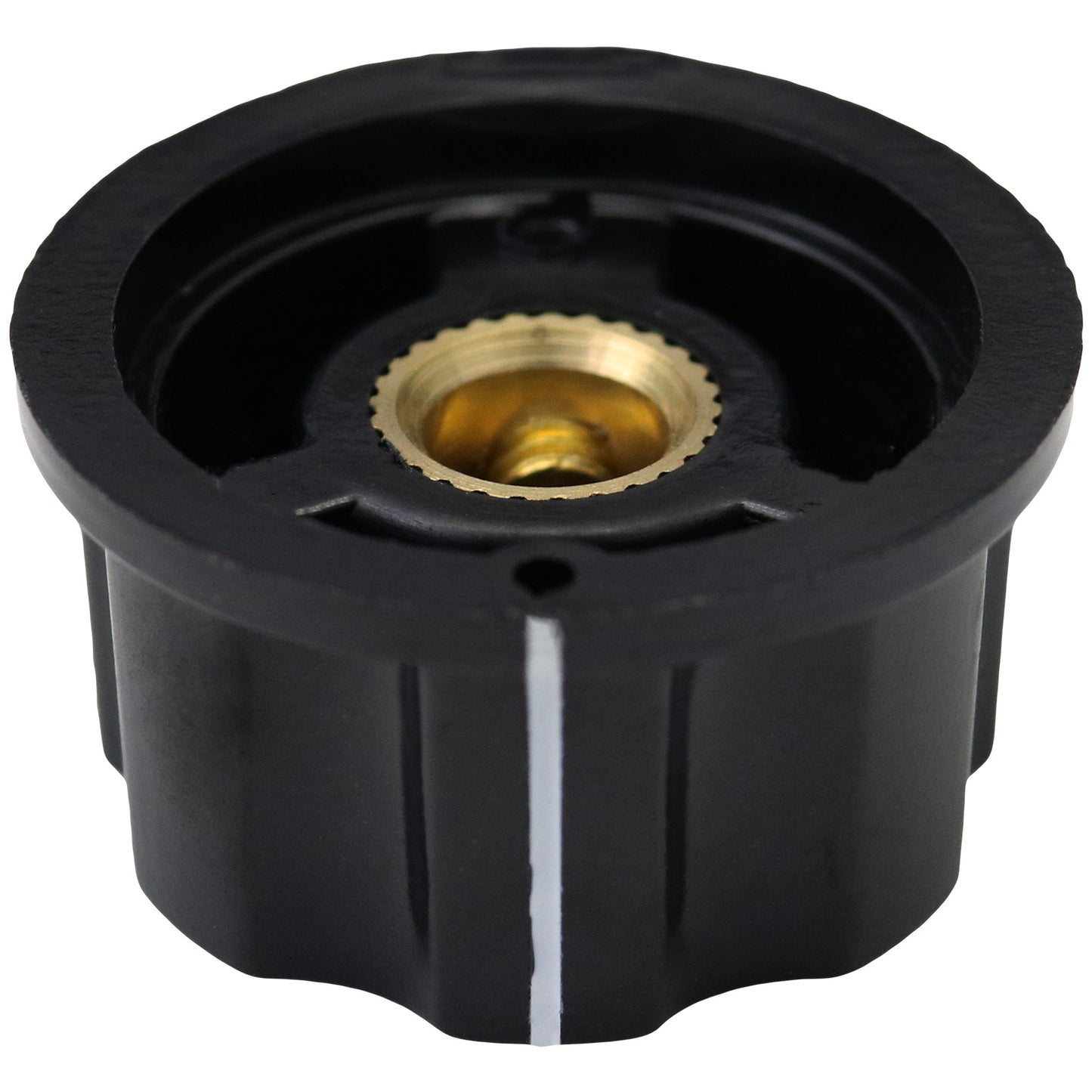 Silver Cap Large Black Retro Fluted Control Knob