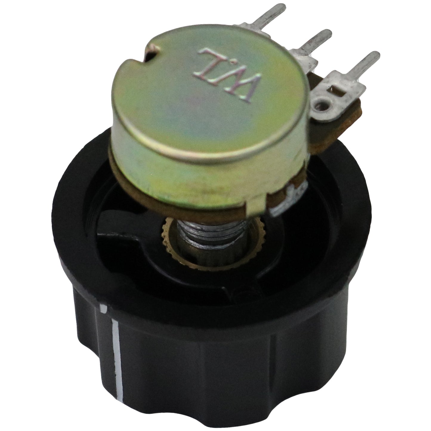 Silver Cap Large Black Retro Fluted Control Knob