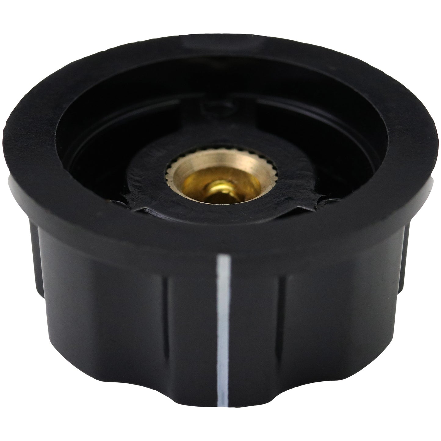Silver Cap Large Black Retro Fluted Control Knob