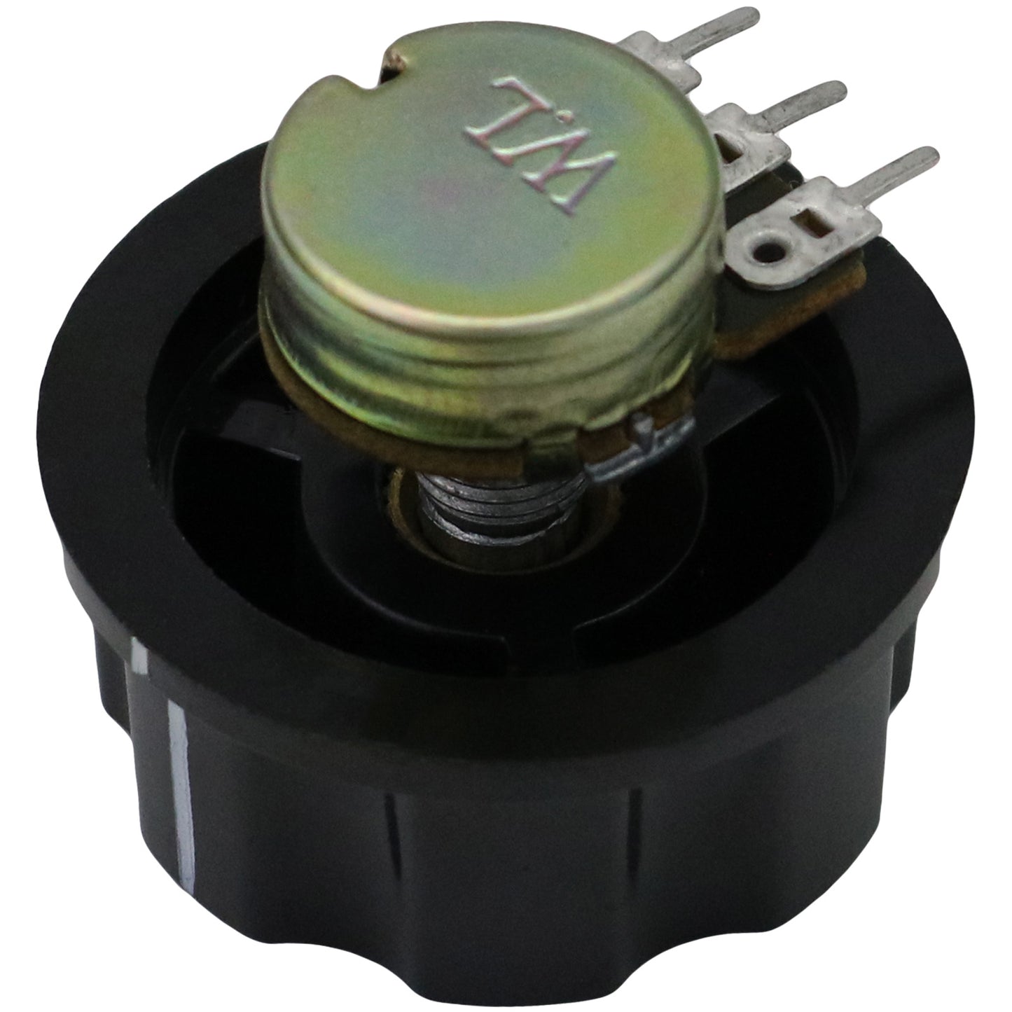 Silver Cap Large Black Retro Fluted Control Knob