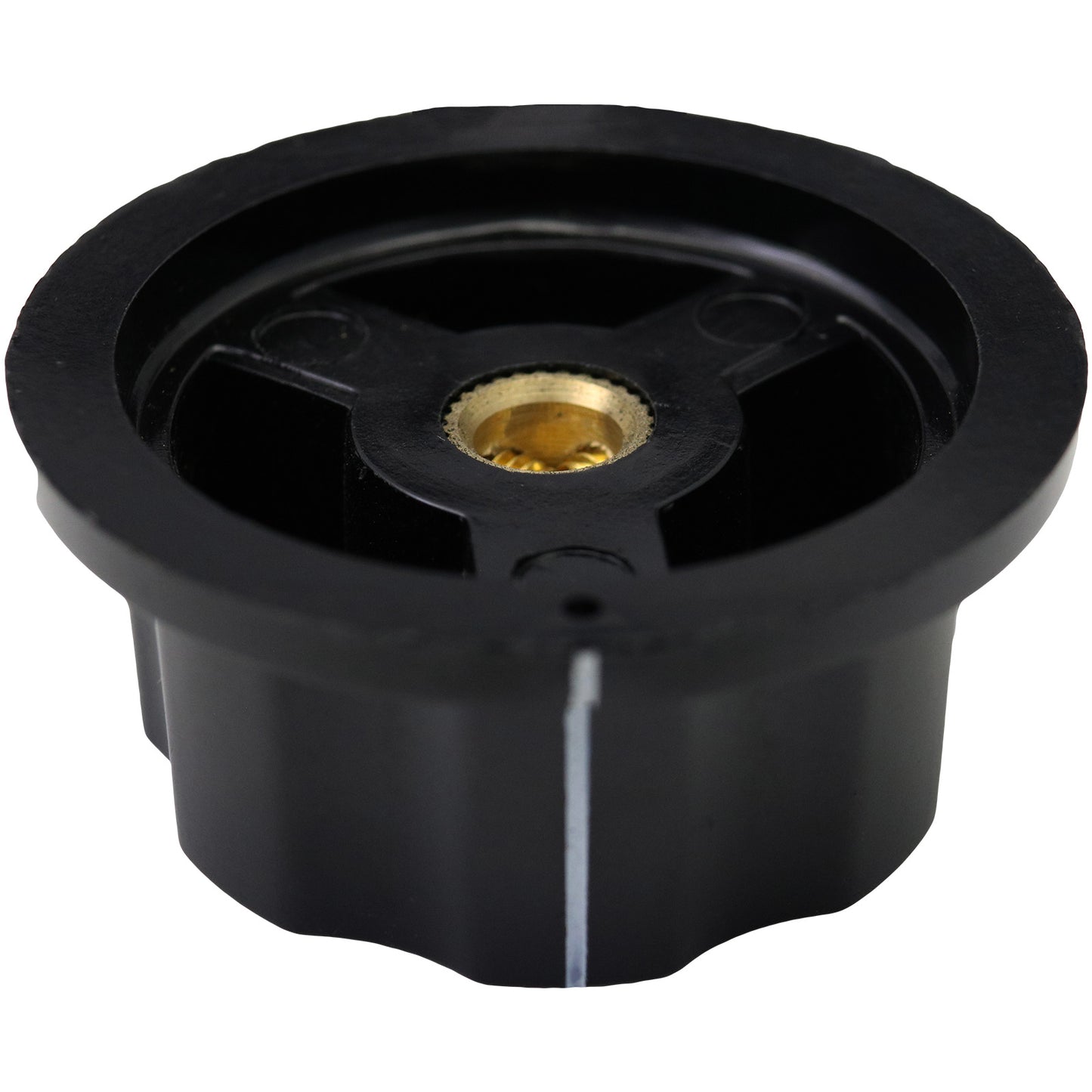 Silver Cap Large Black Retro Fluted Control Knob