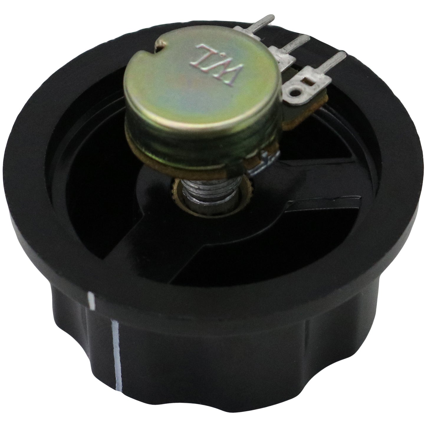 Silver Cap Large Black Retro Fluted Control Knob