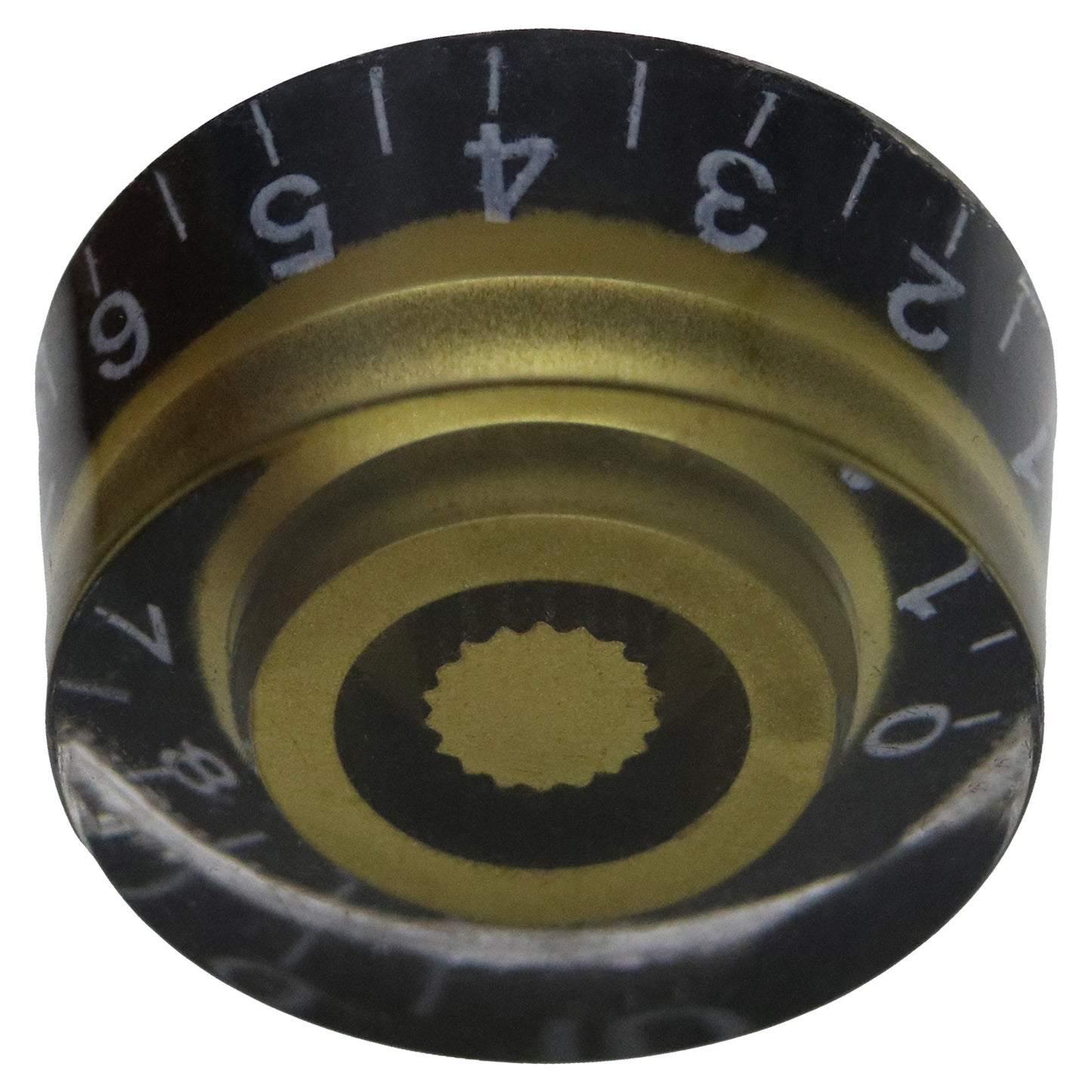 Transparent Numbered Guitar Control Knob with Gold Accents