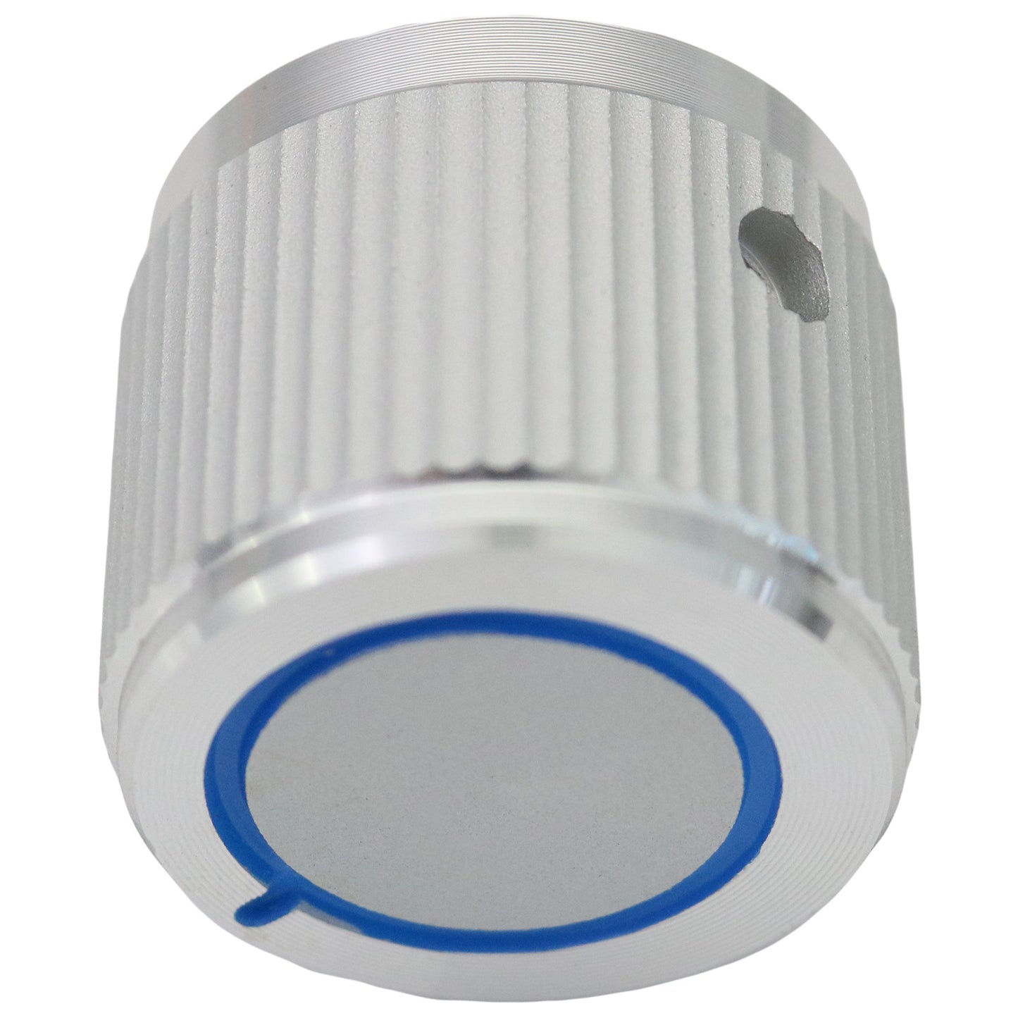 Ridged Aluminium Control Knob with Blue Position Ring