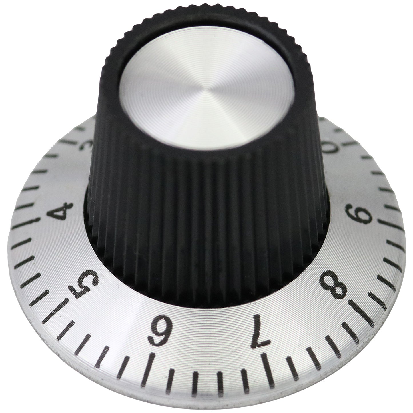 Metal Skirted Number Scale Dial Control Knob With Metal End Cap