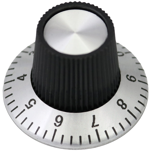 Metal Skirted Number Scale Dial Control Knob With Metal End Cap