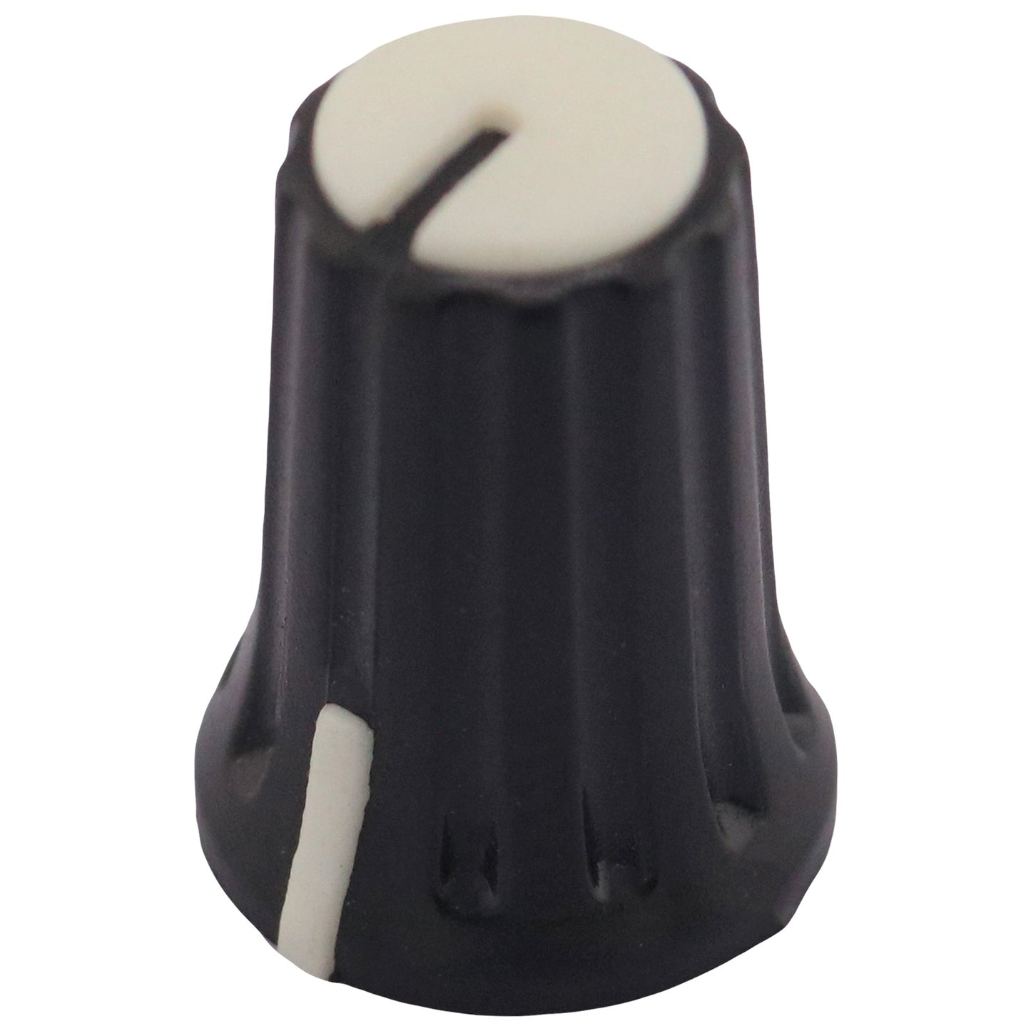 Plastic Black Body Control Knob Flared Base & Coloured Cap