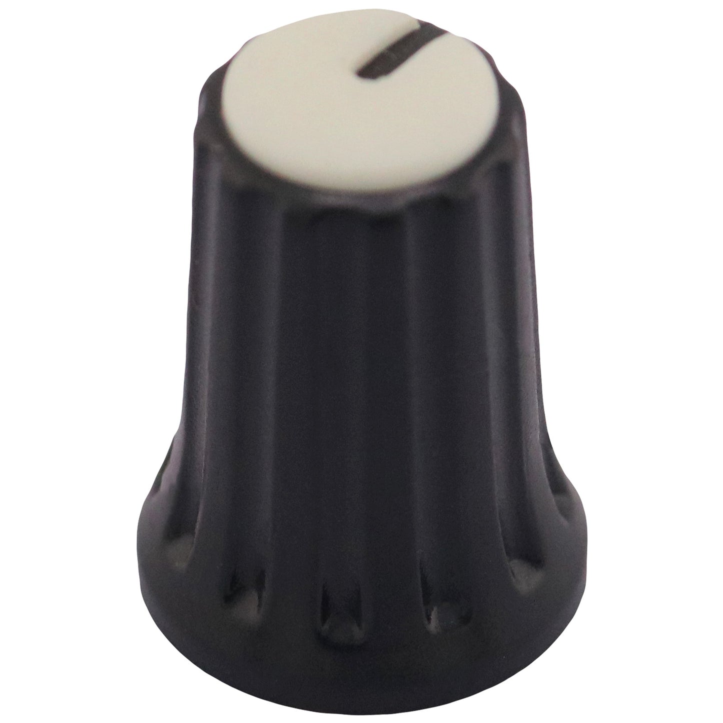 Plastic Black Body Control Knob Flared Base & Coloured Cap