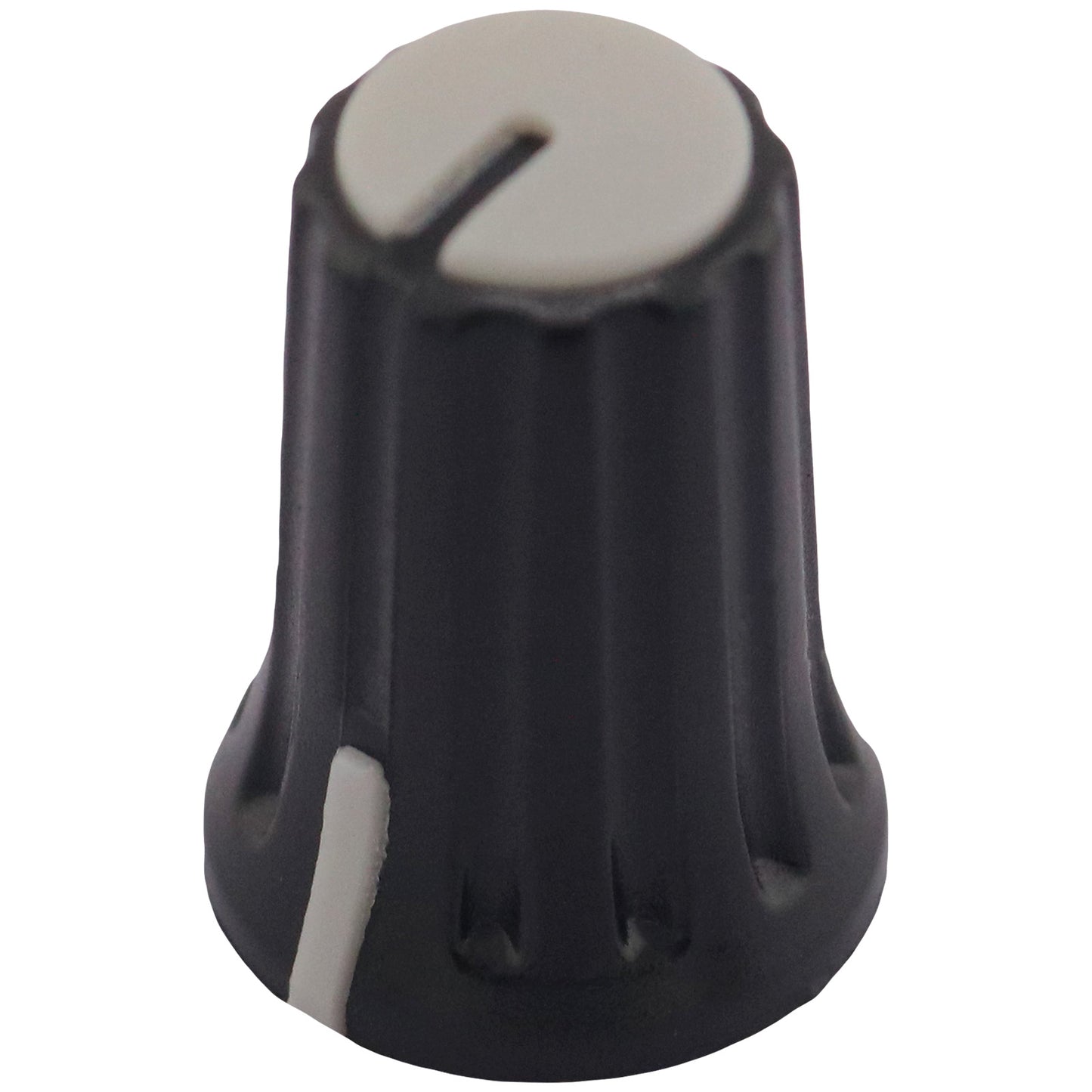 Plastic Black Body Control Knob Flared Base & Coloured Cap
