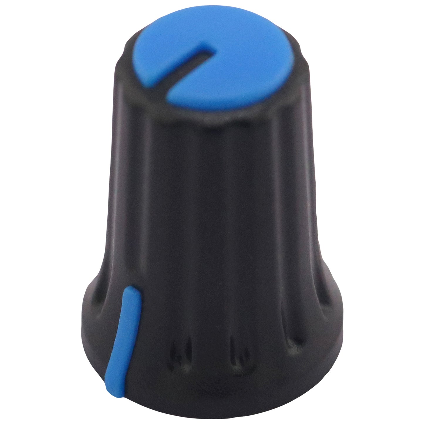 Plastic Black Body Control Knob Flared Base & Coloured Cap