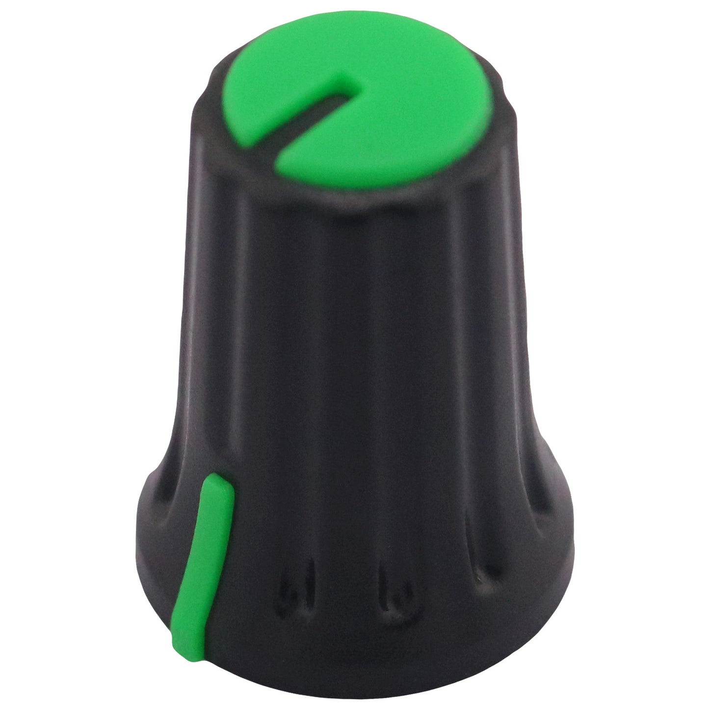Plastic Black Body Control Knob Flared Base & Coloured Cap