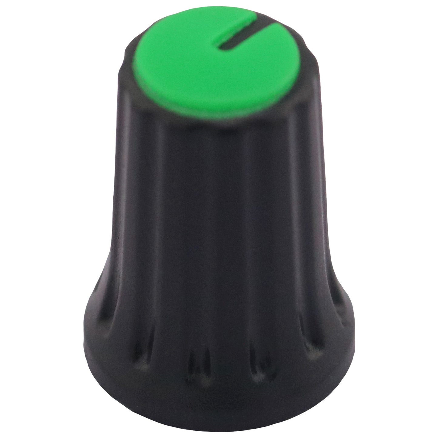 Plastic Black Body Control Knob Flared Base & Coloured Cap