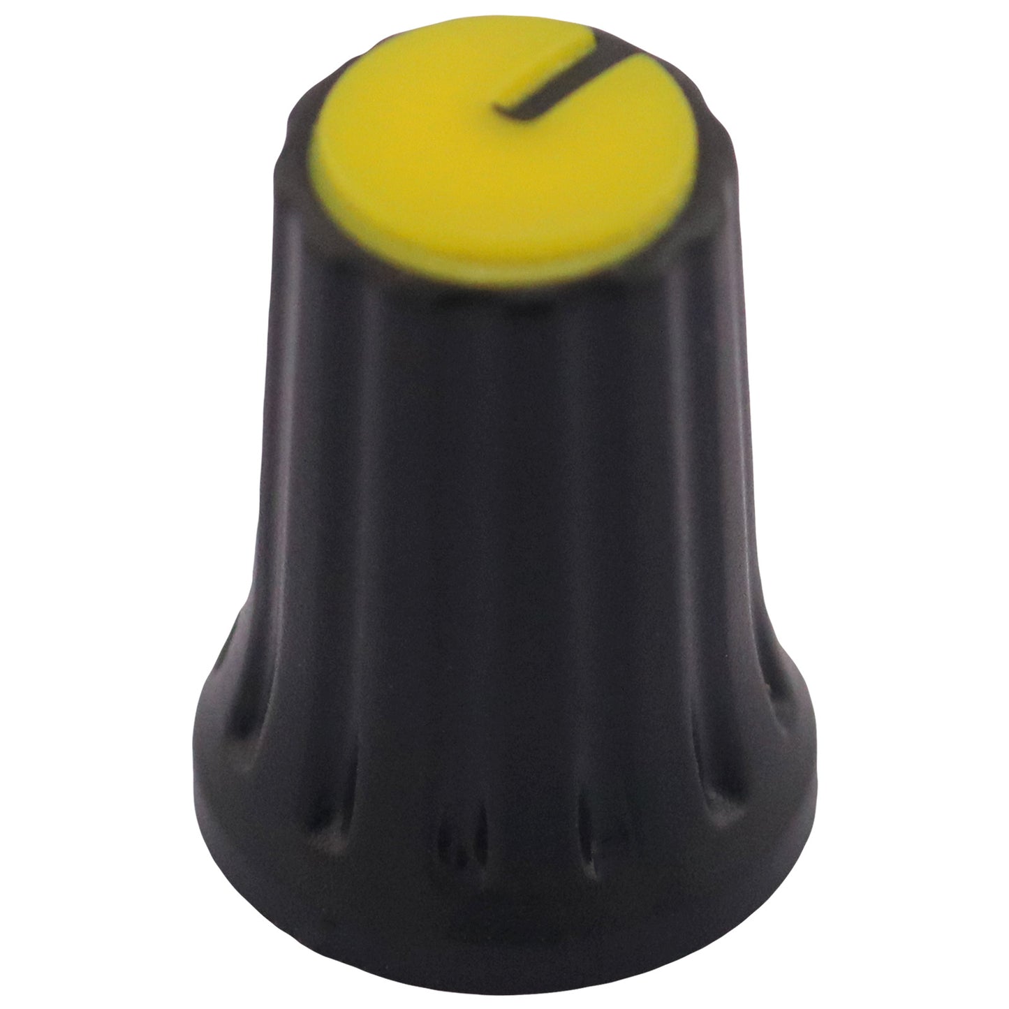 Plastic Black Body Control Knob Flared Base & Coloured Cap