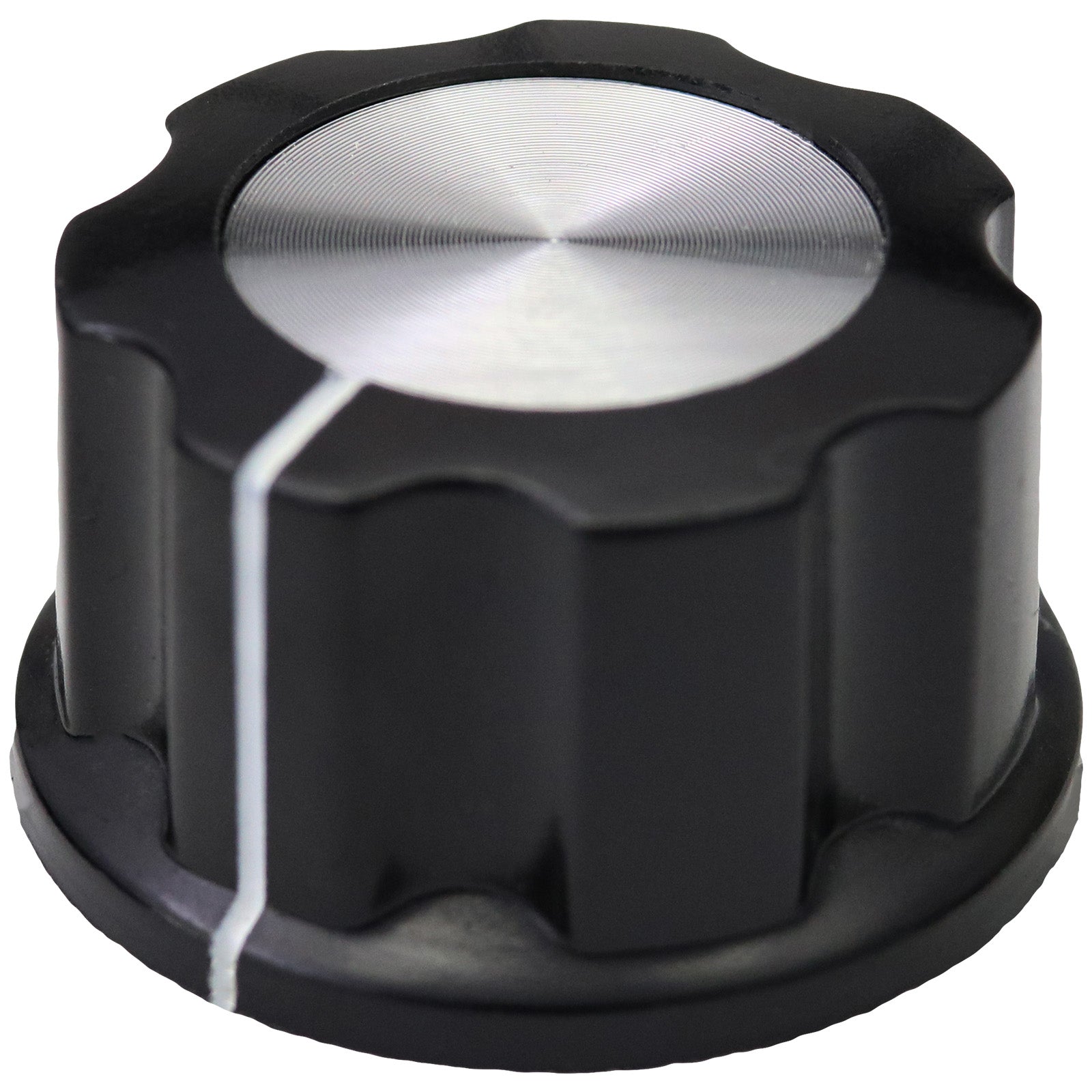 Silver Cap Large Black Retro Fluted Control Knob – Knob Zone