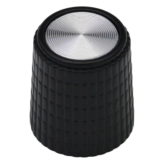 Silver Cap Black Retro Style Control Knob With Tapered Side
