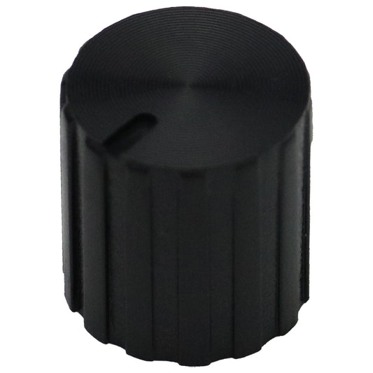 Small Cylindrical Black Control Knob With Ridged Edge