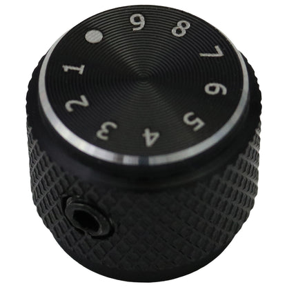 Small Short Solid Aluminium Control Knob With Printed Number Scale And Dot